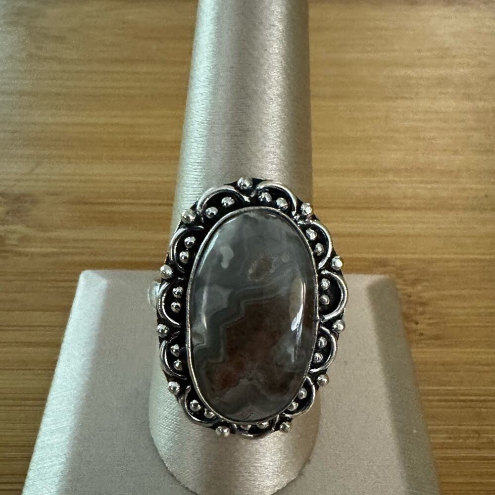 Jasper Sterling silver ring, size 10